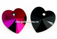 Swarovski, heart pendant, jet astral pink, 14mm - x2