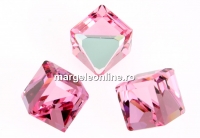 Swarovski, cube cabochon, light rose comet argent, 8mm - x1
