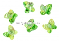Swarovski, margele fluture, peridot aurore boreale, 6mm - x2