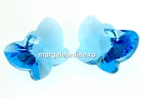 Swarovski, pandantiv fluture, aquamarine, 18mm - x1