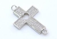 Link cruce cu cristale, argint 925 placat cu rodiu, 28x17mm - x1
