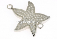 Link, star apple crystals, rhodium-plated 925 silver, 17.6mm - x1