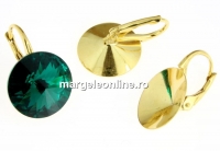 Earring findings, gold-plated 925 silver, rivoli 14mm - x1pair