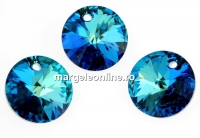 Swarovski, pandantiv rivoli, bermuda blue, 12mm - x2