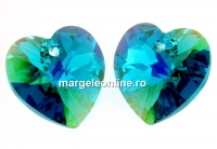 Swarovski, pandantiv inima, blue zircon aurore boreale, 10mm - x2