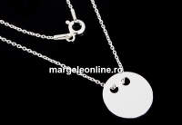 Link, disk, engravable+chain, 925 silver, 14.5mm - x1