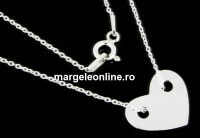 Link, heart, engraved, +chain, 925 silver, 15x12mm - x1