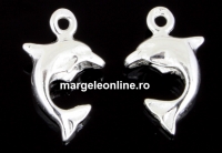 Pendant, dolphin, 925 silver, 13.5x8mm  - x1