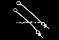 Pendant or earring base, 925 silver, 29mm, cup 4mm and pin - x1pair