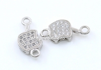 Link, apple crystals, rhodium-plated 925 silver, 14x6.5mm - x1