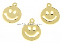 Charm smiley, argint 925 placat cu aur, 9.5x7mm - x1