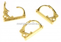 Earring findings, click, gold-plated 925 silver, 16mm - x1pair