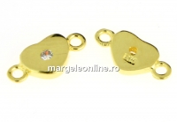 Link, heart, gold-plated 925 silver, 10.5x5mm - x1