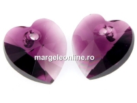 Swarovski, heart pendant, amethyst blend, 14mm - x2