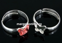 Ring base, adjustable, 925 silver, butterfly cabochon 8mm - x1