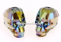 Swarovski, skull bead, iridescent green, 15x13mm - x1