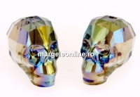 Swarovski, margele craniu, iridescent green, 15x13mm - x1