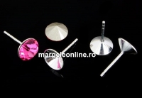 Earring findings, 925 silver, chaton 8mm - x1pair