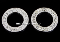 Crystal accessory, disk, 925 silver, 14mm - x1