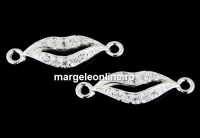 Link, kiss, crystals, 925 silver, 16.5mm - x1