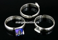 Ring base, 925 silver, cube 6mm, adjustable, - x1