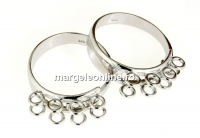 Ring base, rhodium-plated 925 silver, tray 8 loops - x1