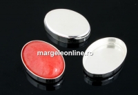 Base, 925 silver, oval cabochon, 14x10mm - x1