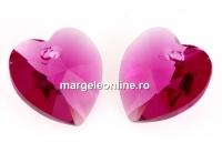 Swarovski, pandantiv inima, fuchsia, 14mm - x2