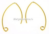 Earring findings, gold-plated 925 silver, 28.5mm - x1pair