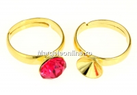 Ring base, gold-plated 925 silver, chaton 8mm, adjustable, - x1