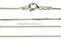Box Chain, rhodium-plated 925 silver, 45cm - x1