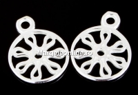 Pendant, flower 925 silver, 16x12mm  - x1