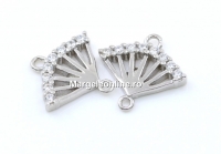 Link, fan, rhodium-plated 925 silver, 13.5x13mm - x1