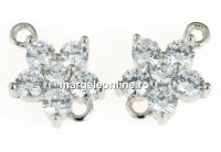 Link floare, argint 925 placat cu rodiu, 11.5x9mm - x1