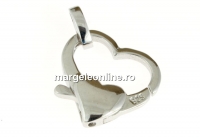 Incuietoare inima, argint 925 placat cu rodiu, 17mm - x1
