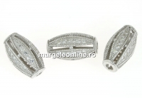 Margele décor argint 925 placat cu rodiu, 11.5x6.5mm - x1