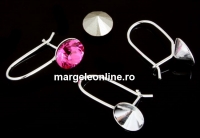 Earring findings, 925 silver, chaton 6mm - x1pair