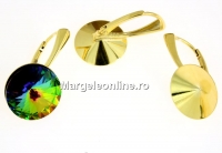 Earring base, gold-plated 925 silver, rivoli 10mm - x1pair