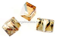 Swarovski, cube cabochon, golden shadow comet argent, 6mm - x1