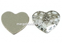 Swarovski, heart cabochon, silver patina, 14mm - x1