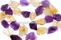 Amethyst and citrine rough stone, free form, 12-16mm