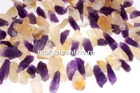 Amethyst and citrine rough stone, free form, 13-27mm