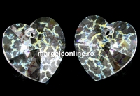 Swarovski, heart pendant, white patina, 10mm - x2