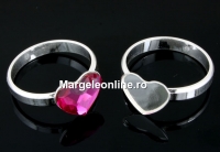 Ring base, 925 silver, heart, cabochon 10mm, inside 16.3mm - x1