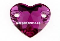 Swarovski, heart link, fuchsia F, 12mm - x1