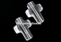 Swarovski, cross bead, crystal clear, 14mm - x1