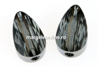 Swarovski, margele mini drop, silver night, 10x6mm - x2