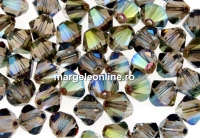 Swarovski, margele bicone, iridescent green, 6mm - x10