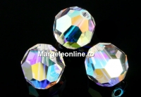 Swarovski, margele, rotund fatetat, aurore boreale, 8mm - x2