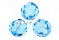 Swarovski, margele, rotund fatetat, aquamarine, 8mm - x2